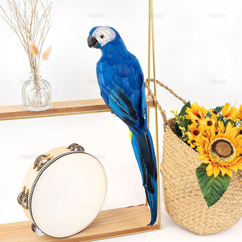 AUEAR, 17.7 Inch Blue Artificial Birds Realistic Big Parrot with Lifelike Feathered Decor Ornament Model for Decoration Craft - Image 3