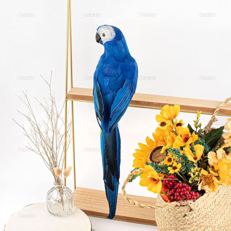 AUEAR, 17.7 Inch Blue Artificial Birds Realistic Big Parrot with Lifelike Feathered Decor Ornament Model for Decoration Craft - Image 5