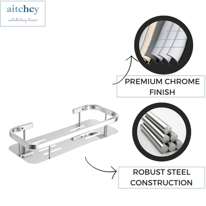 aitchcy Stainless Steel 304 Grade Bathroom Shelf, Kitchen Shelf, Bathroom Shelf and Rack, Multipurpose Shelf, Bathroom Accessories (Pack of 2) Rectangular Shelf for Bathroom & Kitchen - Image 4