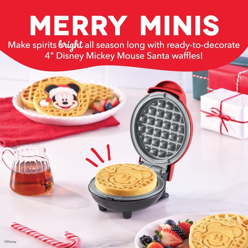 Dash Disney Mickey Mouse Santa Mini Waffle Maker - Electric Waffle Maker for Creative, Homemade Treats - Features Built-In Cord Wrap & Pre-Heating Indicator Light - Image 2