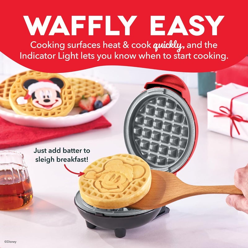 Dash Disney Mickey Mouse Santa Mini Waffle Maker - Electric Waffle Maker for Creative, Homemade Treats - Features Built-In Cord Wrap & Pre-Heating Indicator Light - Image 4