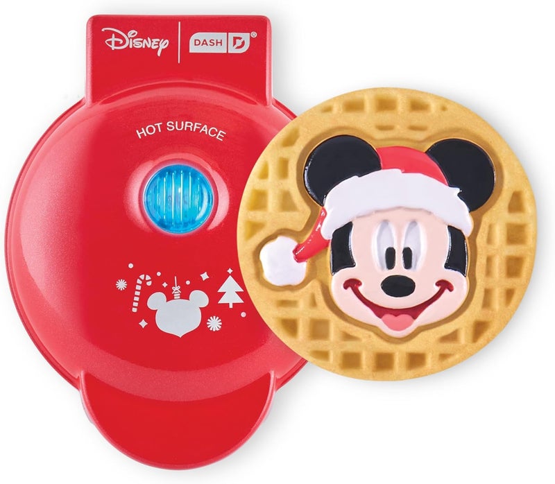 Dash Disney Mickey Mouse Santa Mini Waffle Maker - Electric Waffle Maker for Creative, Homemade Treats - Features Built-In Cord Wrap & Pre-Heating Indicator Light - Image 1