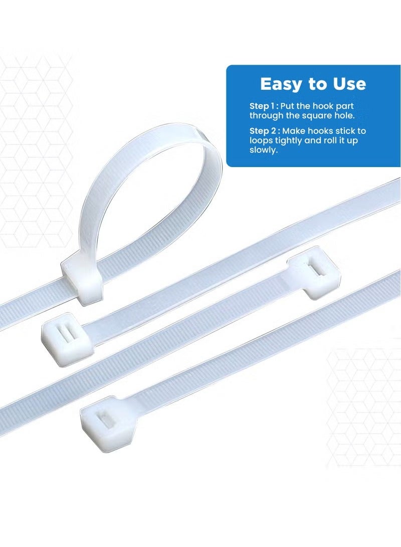 Self-Locking Nylon Cable Ties – 250 mm, 100 PCS – UV Resistant Heat Resistant Zip Ties For Indoor and Outdoor(White)  - Image 2