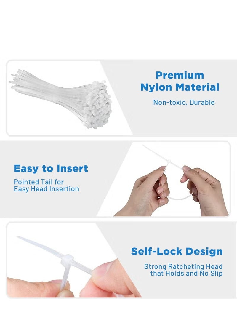 Self-Locking Nylon Cable Ties – 250 mm, 100 PCS – UV Resistant Heat Resistant Zip Ties For Indoor and Outdoor(White)  - Image 4