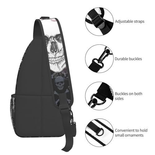 Betyiwling Skull Sling Backpack Unisex Crossbody Chest Bag Shoulder Chest Bag For Women Men Hiking Travel - Image 5