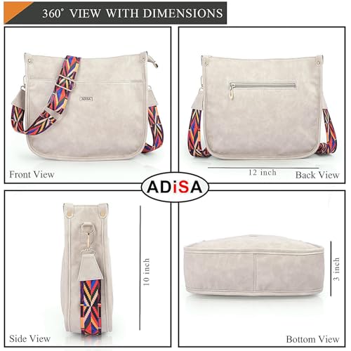 ADISA trendy hobo shoulder handbag for women and girls with crossbody sling belt (AD4082-CRE) - Image 2