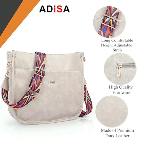 ADISA trendy hobo shoulder handbag for women and girls with crossbody sling belt (AD4082-CRE) - Image 3
