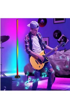 ماركة غير محددة 2 قطعة مصباح أرضي LED ذكي، 47 بوصة أوضاع عكس الضوء RGB مصباح زاوية متغير اللون مع جهاز التحكم عن بعد والتحكم في التطبيق، 16 مليون لون، مزامنة الموسيقى، مصباح قائم قابل للفصل لغرفة المعيشة وغرفة النوم والألعاب باللون الأسود 12x10x5  - Image 4