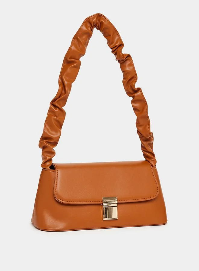 Styli Gathered Strap Shoulder Bag with Push Lock Closure