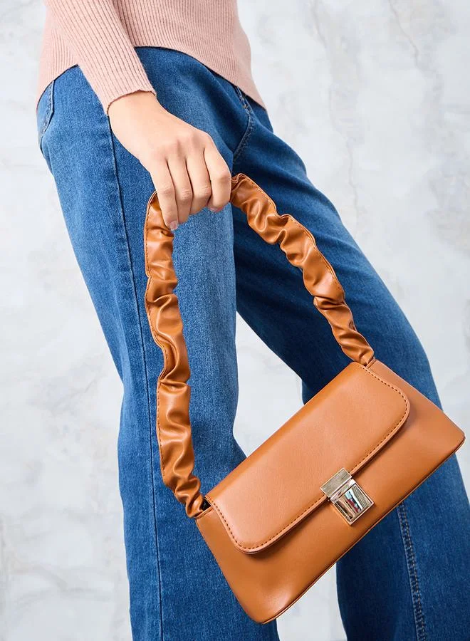 Styli Gathered Strap Shoulder Bag with Push Lock Closure