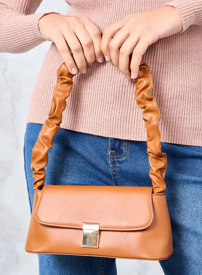 Styli Gathered Strap Shoulder Bag with Push Lock Closure