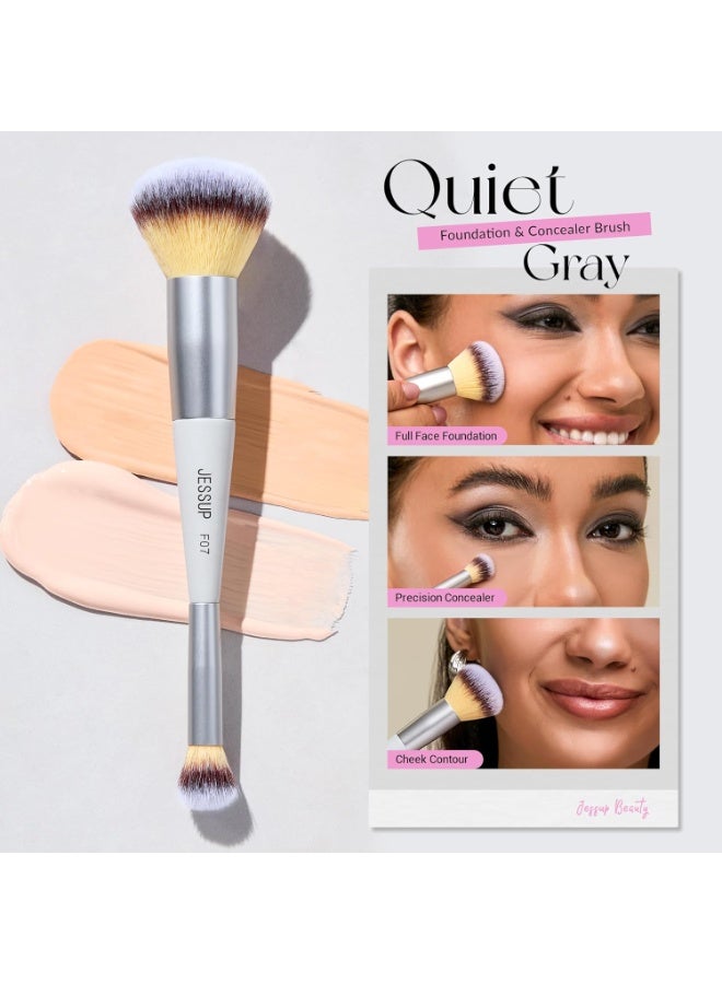 Jessup Face Makeup Brush Set 3pcs Double Sided Makeup Brushes for Foundation Contour Blush Highlight Concealer, Cruelty Free Cosmetic Tools Quiet Gray T521 - Image 5