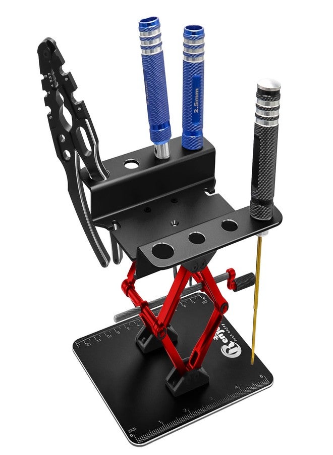 حامل إصلاح سيارات التحكم عن بعد من الألومنيوم، مزود بصينية براغي، مناسب لسيارات Traxxas TRX4 و Axial و Arrma و Redcat و Losi بمقياس 1/8 و 1/10 و 1/12، طقم أدوات (أسود) - Image 5