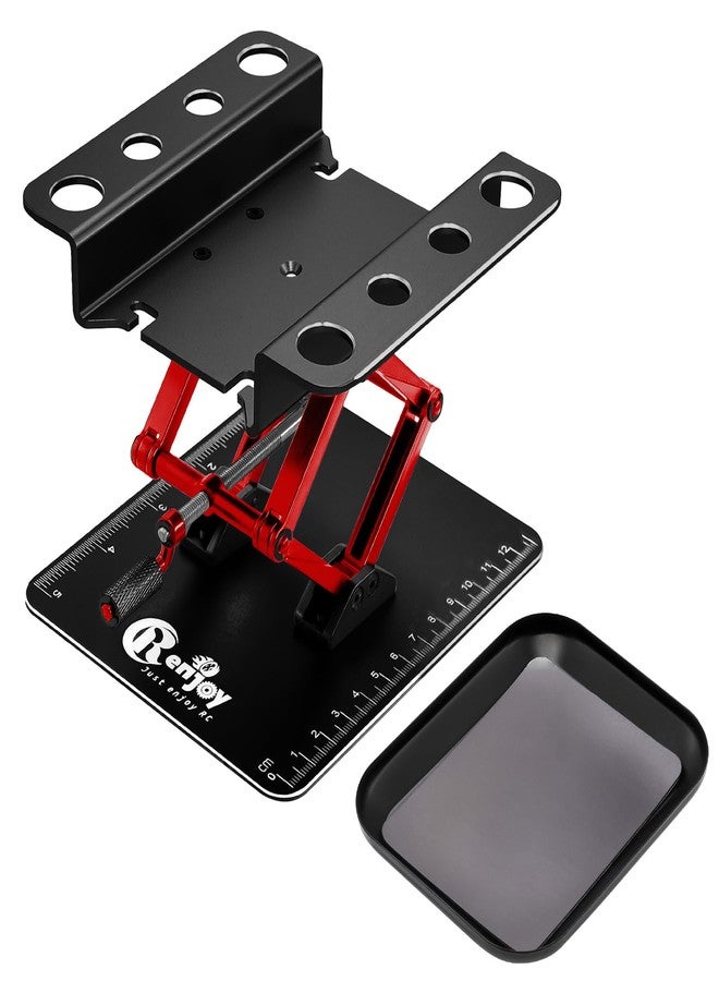 حامل إصلاح سيارات التحكم عن بعد من الألومنيوم، مزود بصينية براغي، مناسب لسيارات Traxxas TRX4 و Axial و Arrma و Redcat و Losi بمقياس 1/8 و 1/10 و 1/12، طقم أدوات (أسود) - Image 2