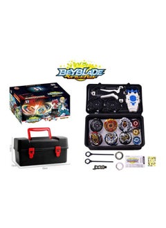 BeyBtatle Burst Gyro Blade Toy Set 12 Spinning Tops 1x Launcher LR Left Right Spin DB Layer System and 1 Two-Way Transmitter Metal Fusion Attack Top Battling Game with Portable Box Gift for Ages 6+