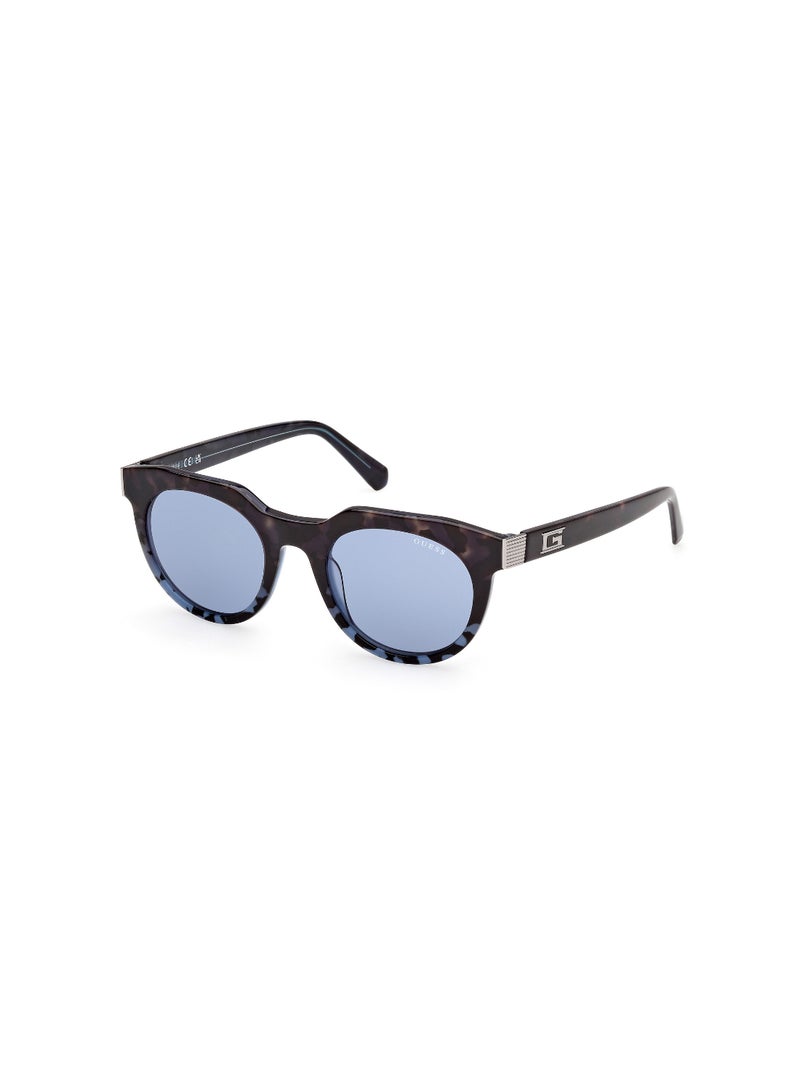 GUESS FULL RIM MALE ROUND BLUE ACETATE SUNGLASSES - Image 1