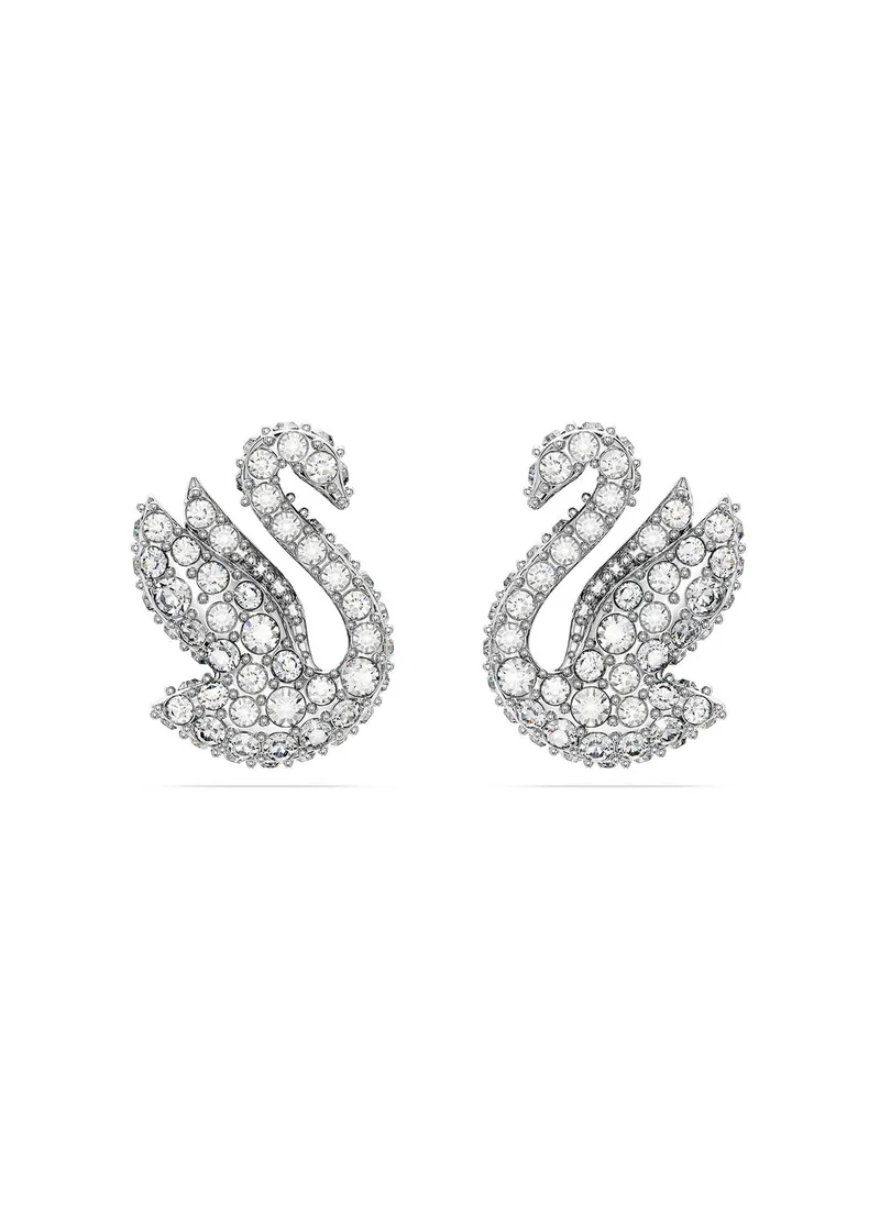 SWAROVSKI Iconic Swan Rhodium Plated Stud Earrings