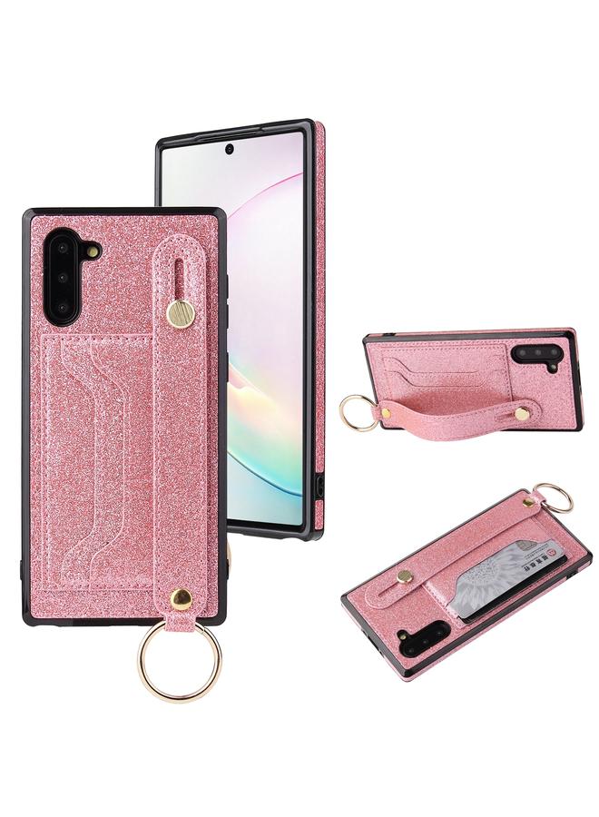 اس-توب جراب لهاتف Samsung Galaxy Note 10 مصنوع من مادة البولي يوريثان الحراري والبولي يوريثان اللامع المقاوم للصدمات مع حامل وفتحات للبطاقات وحزام معصم - Image 1