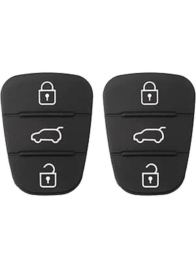 Black Rubber Remote Key Fob Case Cover Replacement 2 Pack 3 Buttons - Image 1