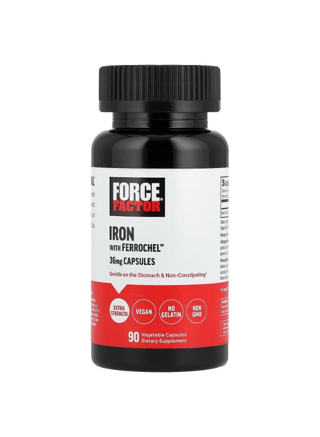 Force Factor Iron with Ferrochel™, 36 mg, 90 Vegetable Capsules - Image 1