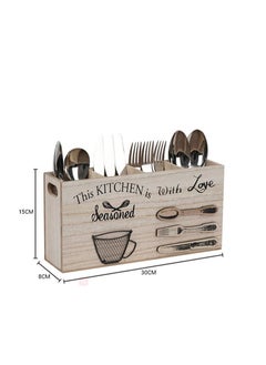 Y&D Wooden Silverware Holder 4 Compartments Kitchen Utensil Holder for Countertop,Rustic Spoon Tools Storage Caddy Decoroon Decor  - Image 3