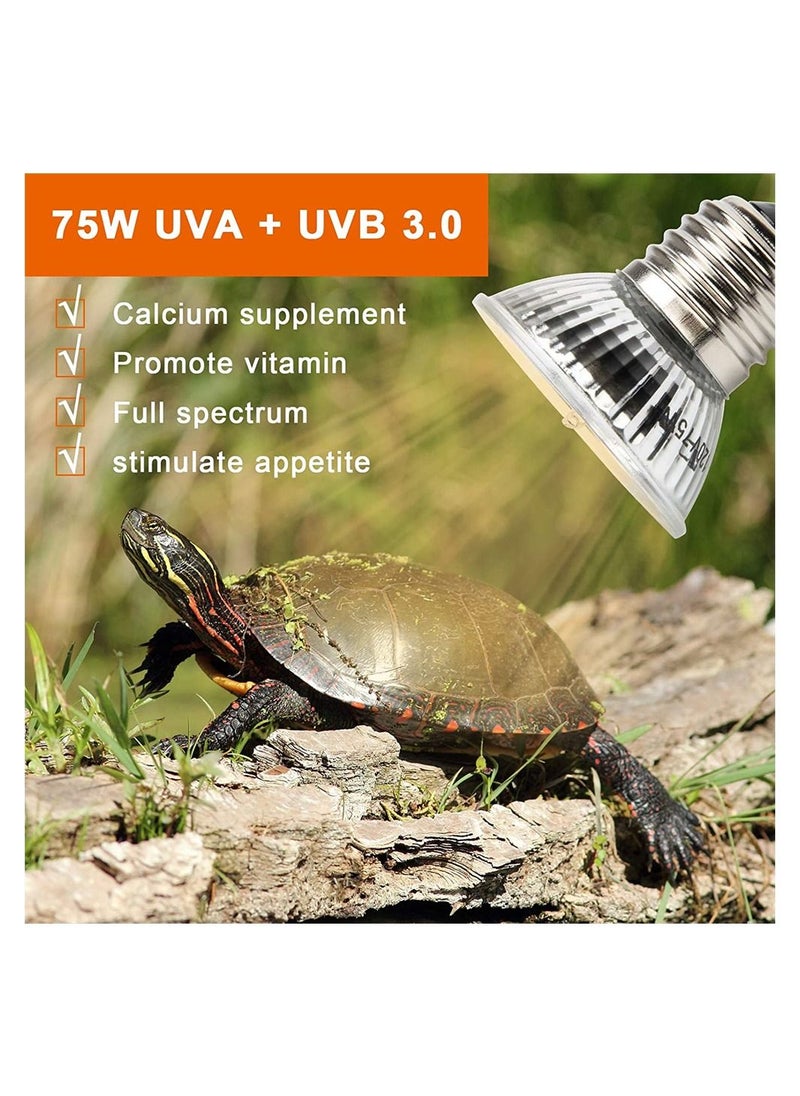 SYOSI - 3 Pack 75W UVA+UVB Bulbs Heat and Light for Reptiles and Amphibian Tanks Terrariums and Cages Heat Lamp Basking Lamp Heater Light Replacement Bulbs Works with Various Lamp Fixtures - Image 1