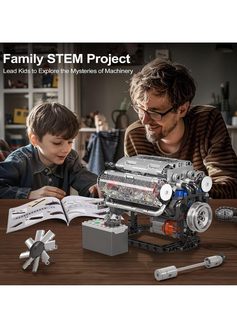 YU XING 10088 V8 Engine Model Building Kit 535 PCS DIY Working Mini Engine Construction Toy STEM Educational Project For Adults Kids Boys Girls Mechanical Engineering Blocks - Image 3