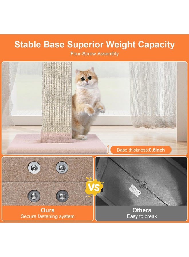 SOCATER Cat Scratching Post 33 Inch Nature Sisal Cat Scratch Post for Indoor Cats, Large Cat Scratcher Protect Your Furniture Pink - Image 5