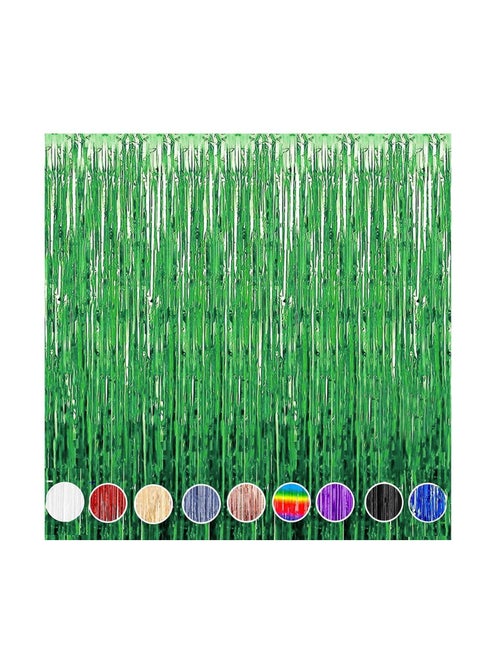 Green Foil Fringe Curtain | 1 x 2-meter Metallic Tinsel Streamers Party Backdrop for Halloween, Baby Shower, Wedding, Eid, Graduation, Birthday Party Decorations [Pack of 1]