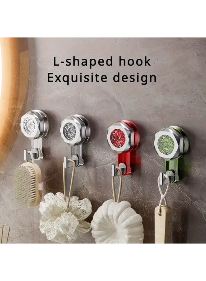 Red Suction Cup Hook No Drill Load Bearing Wall Mount For Bathroom Kitchen Storage - Image 1