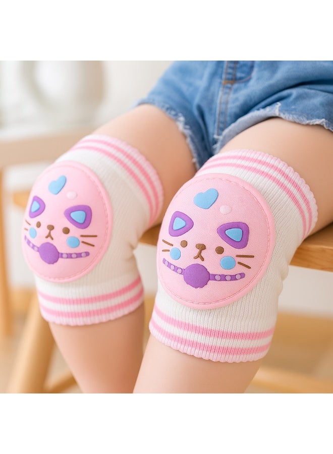 Adorable Pink Cat Baby Crawling Knee Pads - Protective & Cute - Image 1