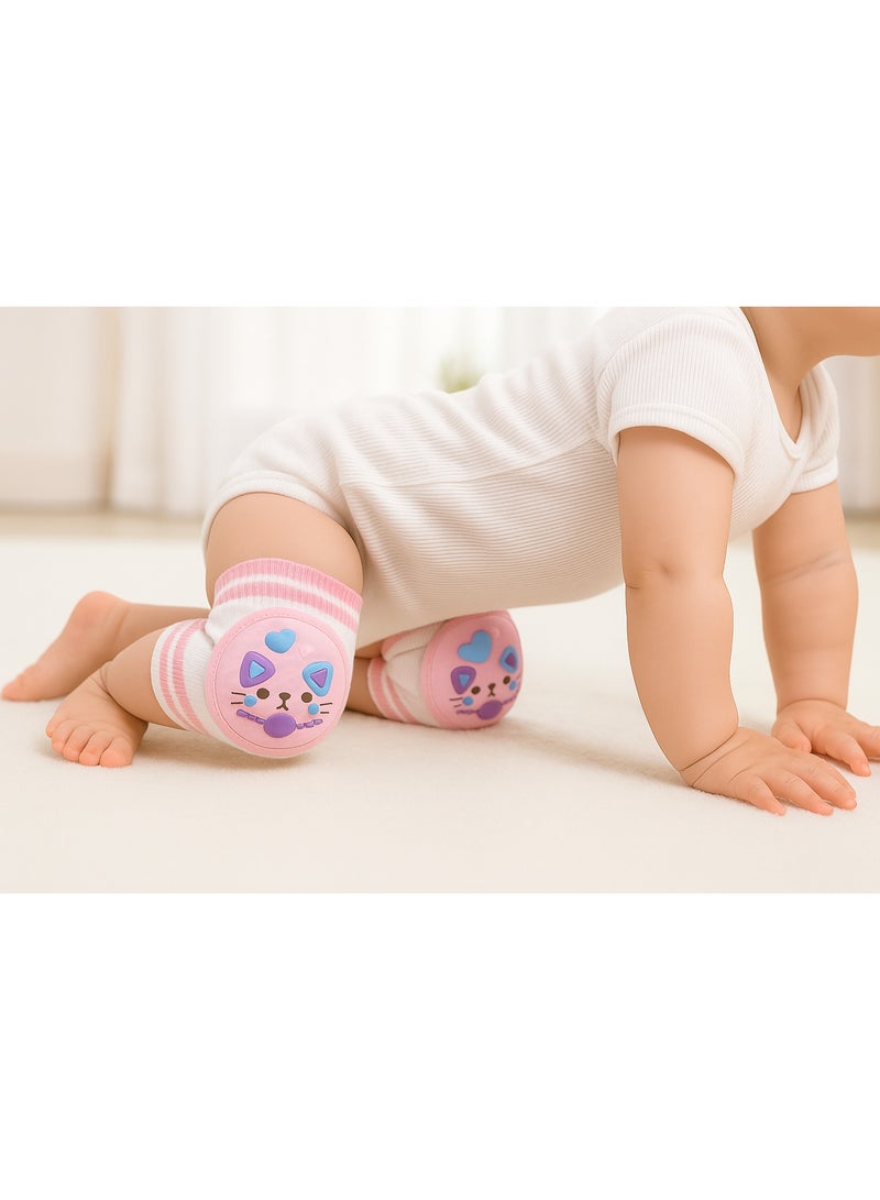 Adorable Pink Cat Baby Crawling Knee Pads - Protective & Cute - Image 2