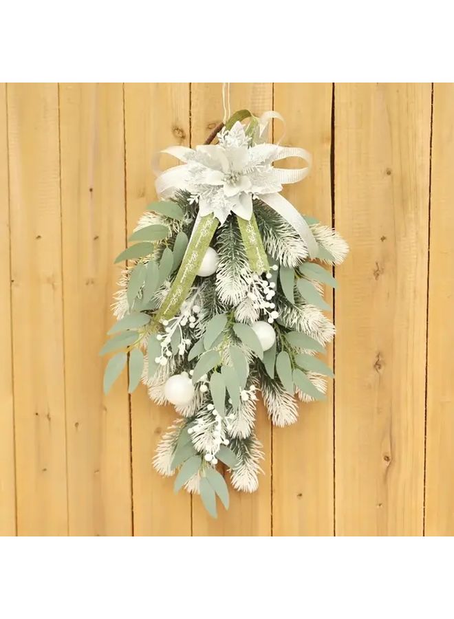 White PE Christmas Flower Hanging Tree Artificial Holiday Swag Decoration - Image 1