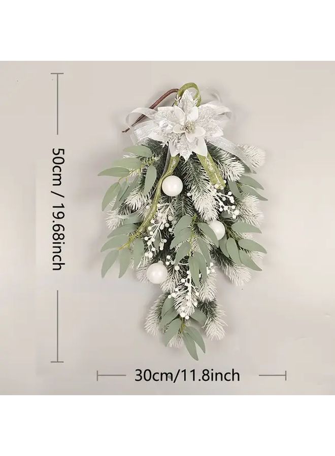 White PE Christmas Flower Hanging Tree Artificial Holiday Swag Decoration - Image 3