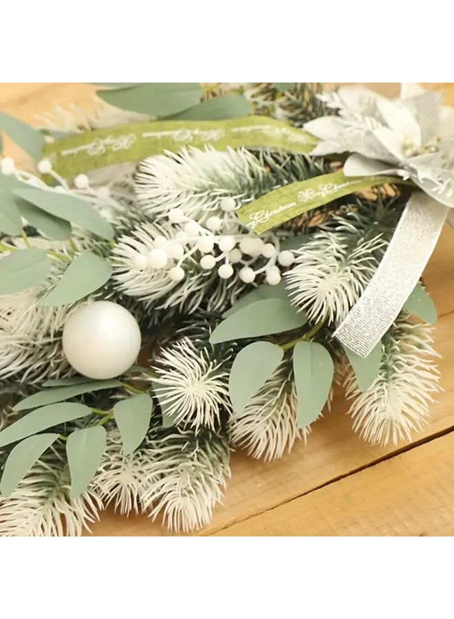 White PE Christmas Flower Hanging Tree Artificial Holiday Swag Decoration - Image 2
