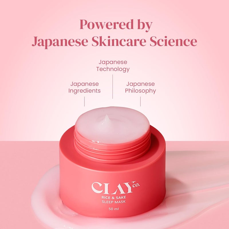 Clayco Hydrating Rice  Sake Sleep Mask 50 ML  Clay Face Mask for Glowing Skin  Japanese Skincare Collagen Mask  SulfateFree Vegan Night Cream For Women  Best Skin Care Product For Glass Skin - Image 4