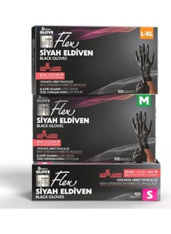 REFLEX Flex Disposable Powder-Free Tpe Gloves 100 PIECE M-Black 