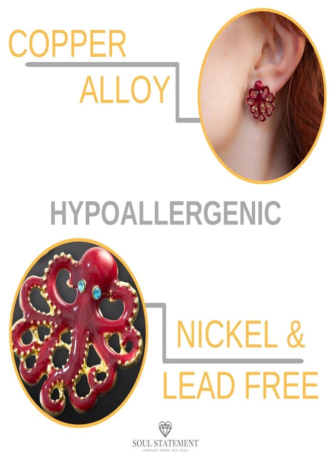 Soul Statement Steampunk Jewelry: Unique Octopus Funky Earrings for Women Nautical Statement Festival Earring Galentines Gift Set for Women, Teens - Image 4