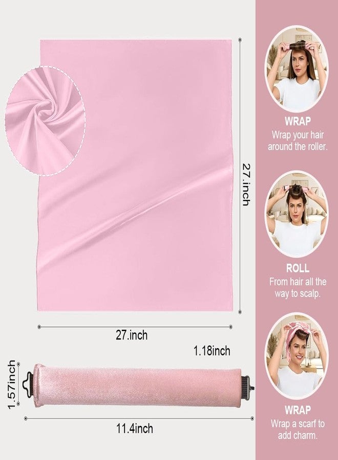 ZIBUYU® Heatless Overnight Hair Curlers Set for Women, 3pcs No Heat Curling Rods with Headscarf and Hook, Comfortable Sleep-In Hair Curlers for Long Hair Blowout, Pink, Gentle Style Tool - Image 2