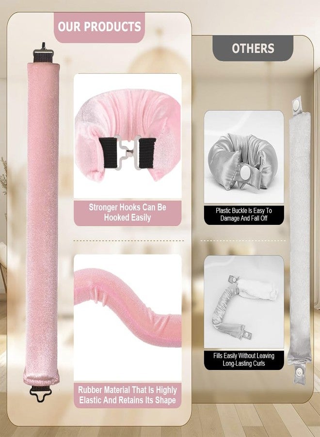 ZIBUYU® Heatless Overnight Hair Curlers Set for Women, 3pcs No Heat Curling Rods with Headscarf and Hook, Comfortable Sleep-In Hair Curlers for Long Hair Blowout, Pink, Gentle Style Tool - Image 4