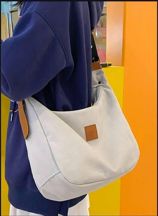 HaveGlam Women Canvas Shoulder Bag with PU Leather Patchwork | Stylish Hobo Sling Bag for Ladies | Trendy Handbag with Mini Coin Pouch | Casual Tote Purse for Daily Use (White) - Image 4