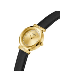 GUESS ساعة كواتز جلدية سوداء برباط ذهبي 34 مم من غس  - Image 2