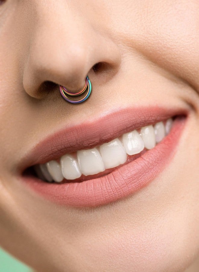 Lantine 8mm Septum Ring Helix Daith Rook Piercing jewelry 316L Surgical SteelHinged Crescent Moon Tragus Cartilage Hoop Earring 16g - Image 2