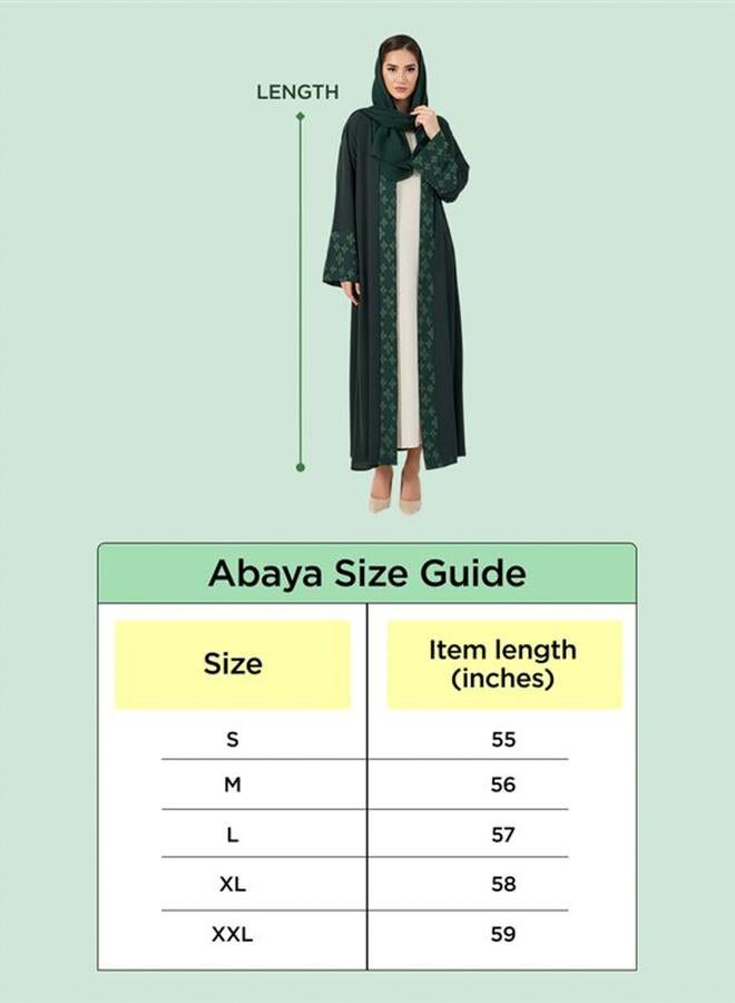 Amirah Solid Frill Sleeves Front Open Abaya - Image 5