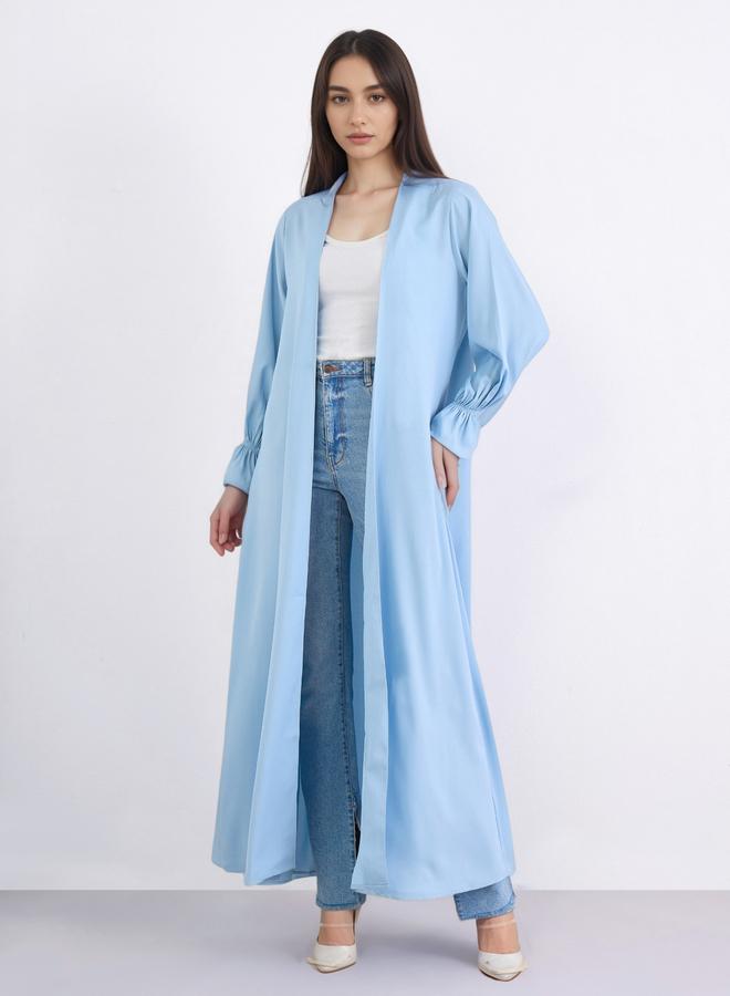Amirah Solid Frill Sleeves Front Open Abaya - Image 2