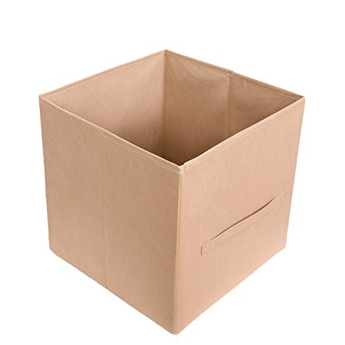 MBW Storage Organizer, Cube, Storage Box I Non-Woven Fabric Storage Box for Home Pack of 1, Biscuit - Image 1