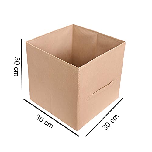 MBW Storage Organizer, Cube, Storage Box I Non-Woven Fabric Storage Box for Home Pack of 1, Biscuit - Image 3