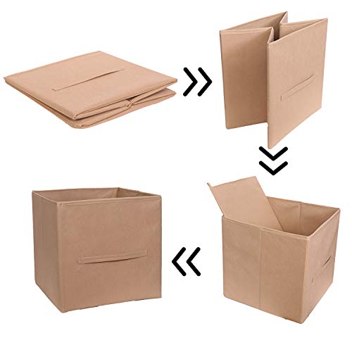 MBW Storage Organizer, Cube, Storage Box I Non-Woven Fabric Storage Box for Home Pack of 1, Biscuit - Image 5