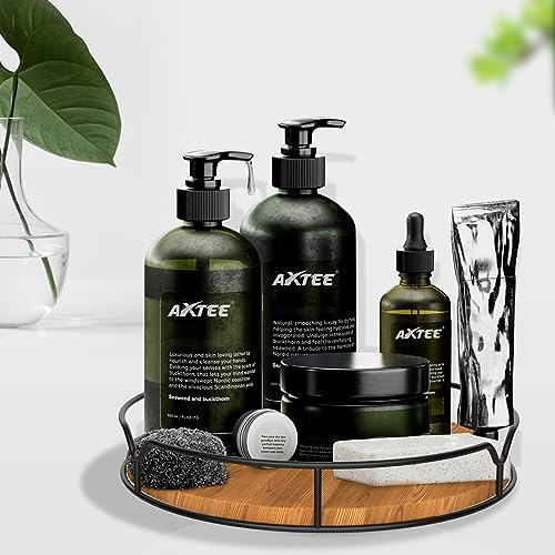 AXTEE Lazy Susan Turntable Organizer for Cabinet Pantry Kitchen Countertop Refrigerator Cupboard, Pine Wood, 9", Carbonized Black - Image 3
