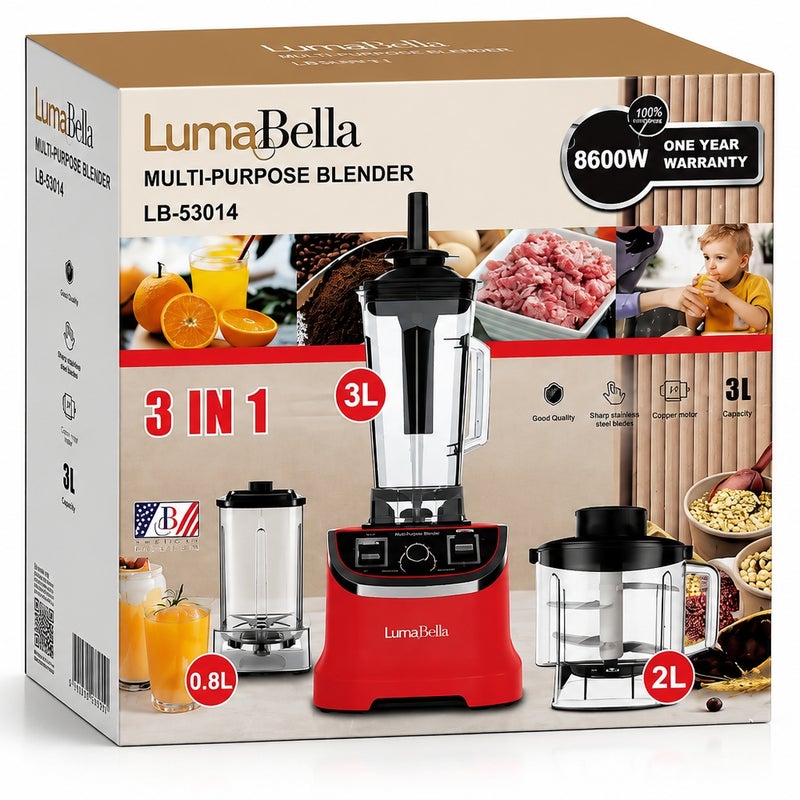 لوما بيلا خلاط متعدد الاستخدامات لوما بيلا 6600 واط، 3 لتر، 3 في 1 - LB-53014 - Image 4